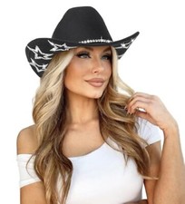 Bling Rhinestone Western Cowgirl Hat for Women Men, Rolled Up Sparkly Star Fe...