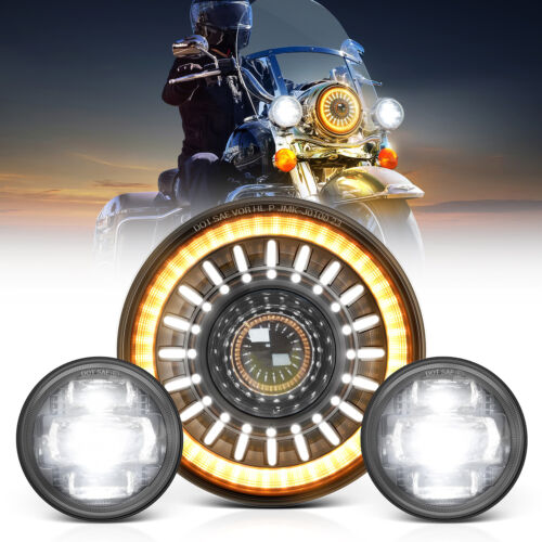 MICTUNING J1 Anti-glare 7" Inch Motorcycle Headlight Lamp w/4.5" Fog Lights Kits - Picture 15 of 18