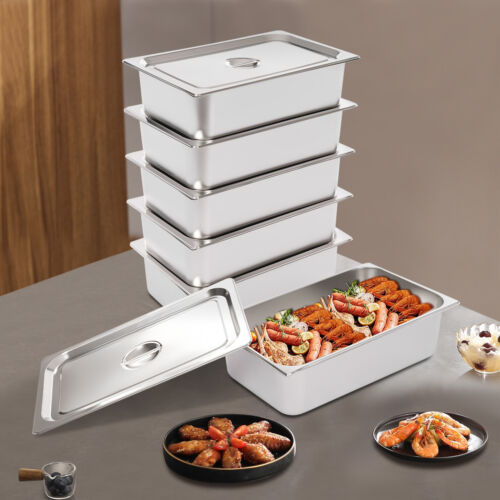 6 Pack Full-Size Deep Stainless Steel Steam Table Pans Hotel Food Prep Pan - Picture 20 of 20