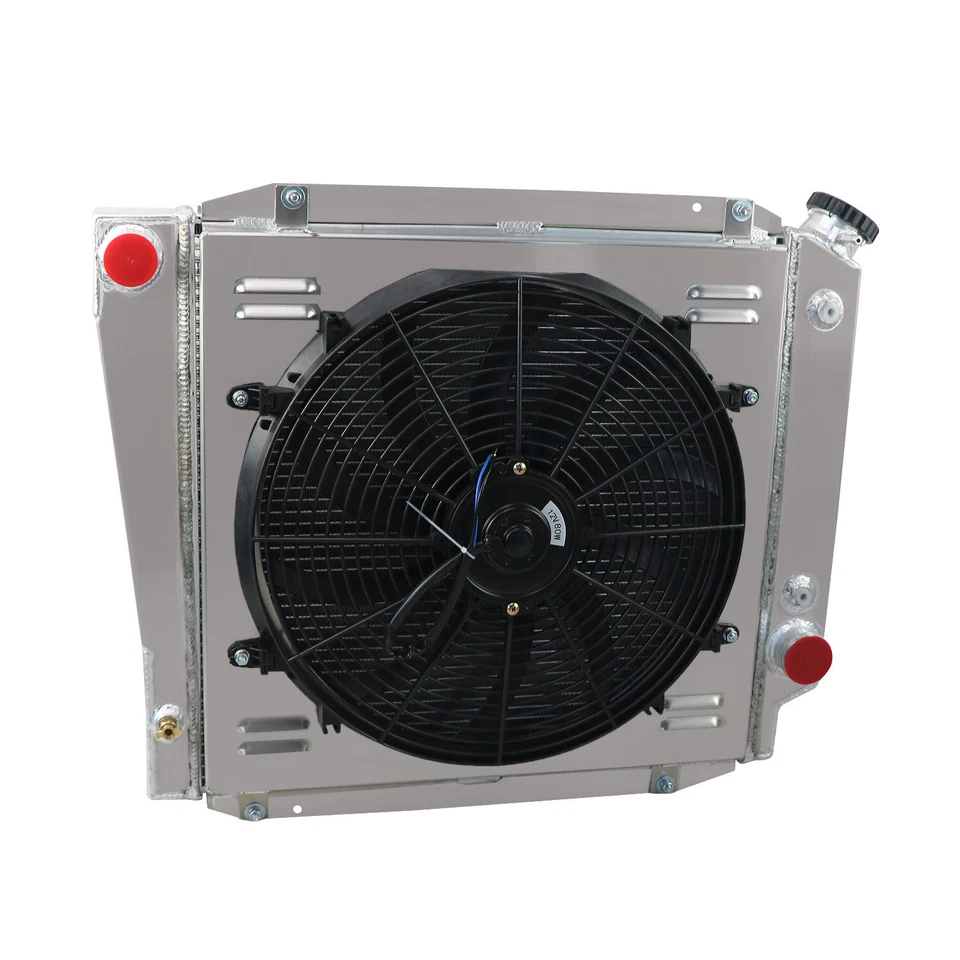 4 Row Aluminum Radiator Shroud Fan Relay For 1966-77 1971 Ford Early Bronco 5.0L - Imagem 4 de 4