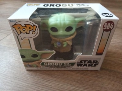 Funko POP! Star Wars The Mandalorian GROGU with ARMOR #584 w/BOX PROTECTOR