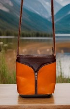 Mini borsetta Firenze pelle rara vintage chiusura zip caffè arenaria crossbdy