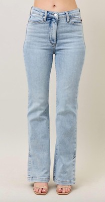 Judy Blue Tummy Control Vintage Side Slit Bootcut Jeans Vintage Wash