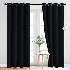 84" Long Blackout Grommet Curtains - Noise Reduction Energy Savings, Set of 2