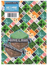 Minecraft Gift Wrapping Paper With Tags 4 Sheets 4tags 50cm x 70cm (2pk) New