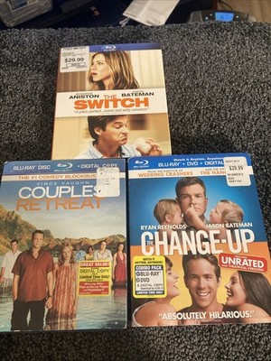 The Switch + Change-up + Couples Retreat (Blu-ray, Jason Bateman Lot) W/Slips