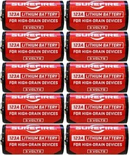 Brand New SureFire CR123A 123A 3 Volt Lithium Batteries - 10 Pack EXP 12/2036