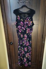 EUC Women's Plus Elle Floral Print Jersey Stretch Knit Long Maxi Dress Size 1X