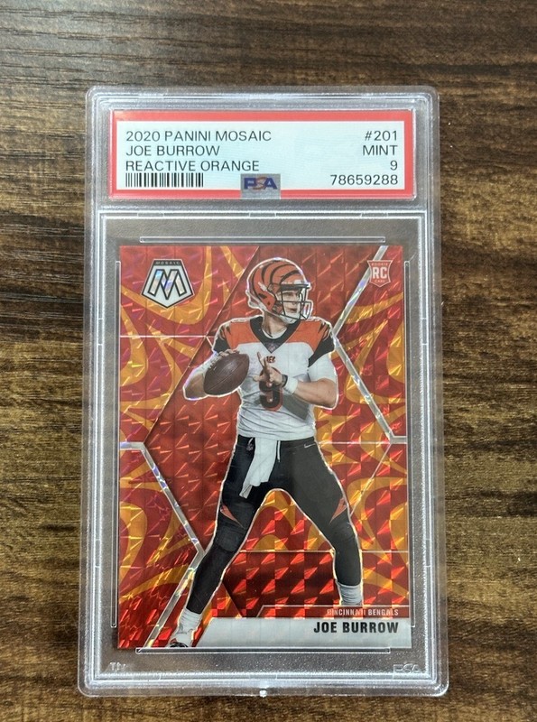 2020 Panini Mosaic Joe Burrow Reactive Orange Rookie #201 PSA 9 Bengals