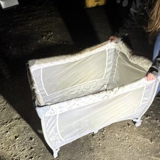 Foldable Portable White Gray Play Yard for Infant Toddler