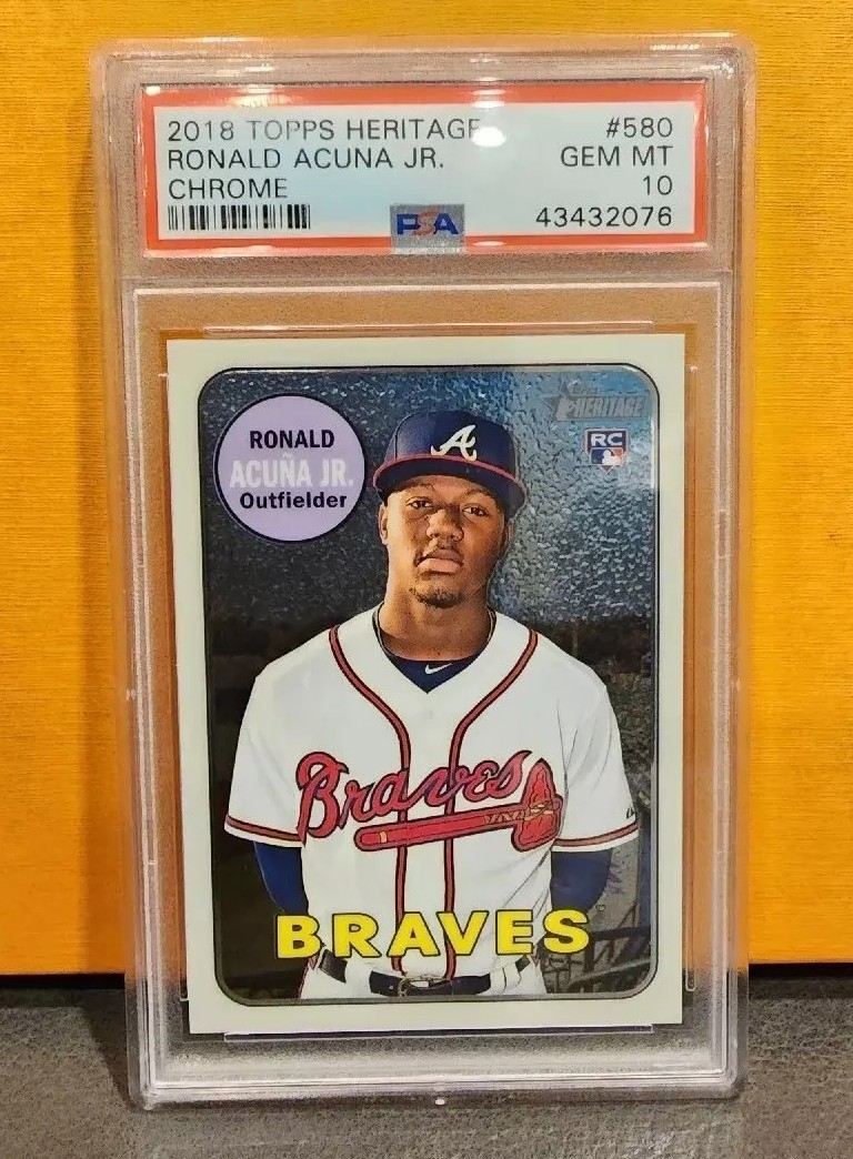 2018 Topps Heritage Ronald Acuna Jr RC Rookie Chrome /999 SP PSA 10 Gem Mint