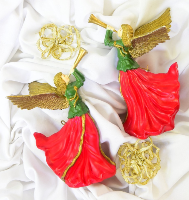 Angelic Trumpt Playing Angels Christmas Ornaments