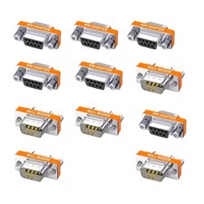 DB9 Null Modem Adapter Male to Female Slimline Data Transfer Serial Port Adap...