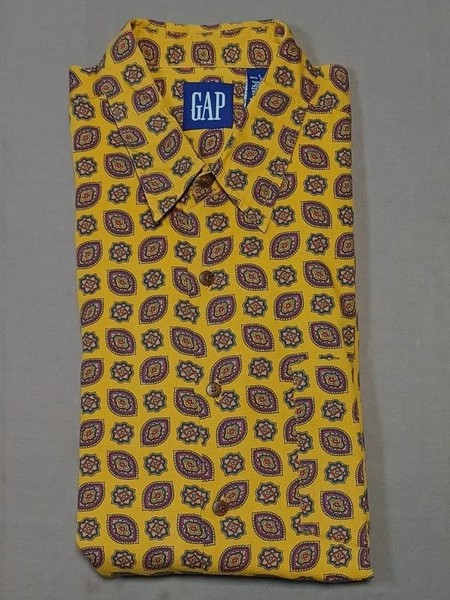 Men GAP Shirt Mustard Cotton L