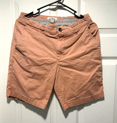 Goodfellow Men s Pink Solid Chino Shorts Flat Front Button Closure Regular