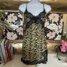 Vintage Victoria  s Secret 1990s Sheer Lace Nightgown Slip Lingerie Animal