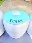 VINTAGE 1950s TURQUOISE KROMEX CANISTER SET INCLUDING Cookie Jar — photo 5