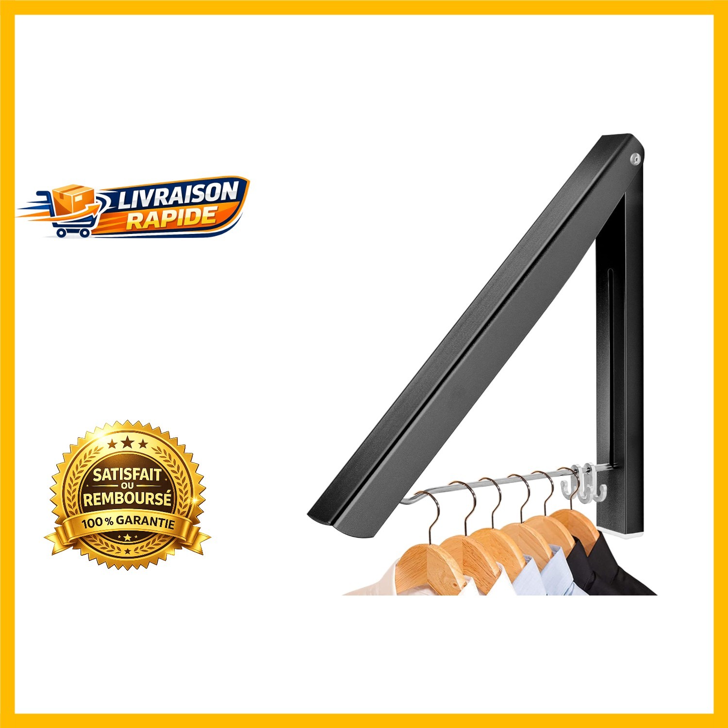 Cintre noir pliable pour chambre et salle de bains gain de place