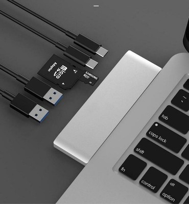 6-in-1 Double Type-C to USB3.0 USB-C Data PD Charging Adapter Card reading SD/TF