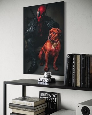 Deadpool Leinwand Bild Superhelden Wandbild Kunstdruck Avengers Pop Art Dog Hund