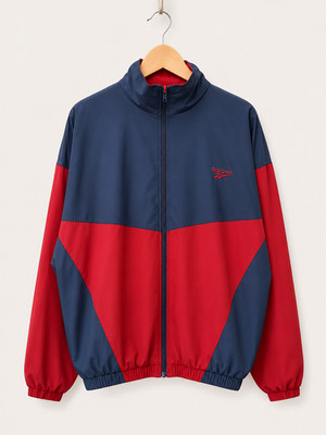 Reebok Nylon Windbreaker Jacke Blau und Rot XXL