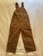 Carhartt Brown Cotton Canvas Work Bib Overalls Coveralls Size 7 Unisex