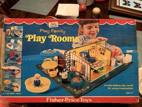 Fisher Price 1971 Vintage Play Rooms Family Little People 909 Playset In Box