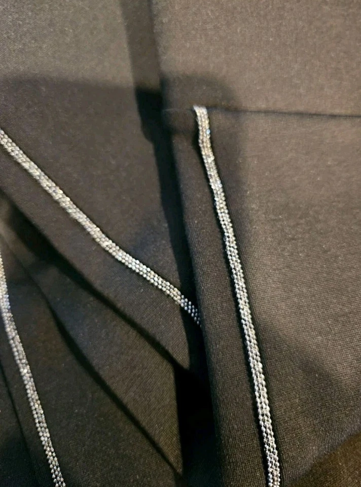 WHITE HOUSE Black Market The Legging Metallic Stripe Chain Detail Ponte BHWM - Image 3 of 4