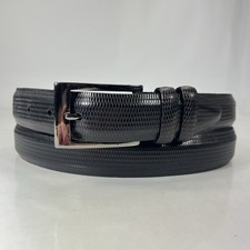 Black Genuine Italian Calfskin Dress Belt - Made in USA - Men's Size 46