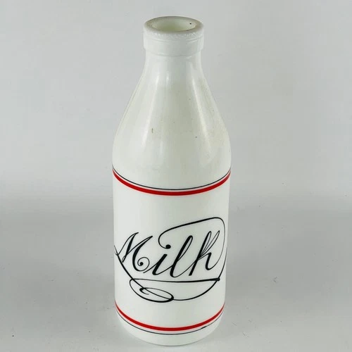 Vintage Egizia 10” White Milk Glass Milk Bottle