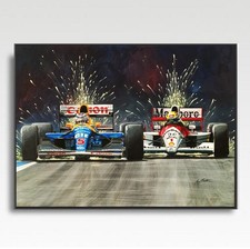 SENNA & MANSELL Spain 1991 A3 print, painting by Greg Tillett poster Formula 1