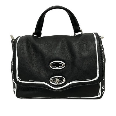 ZANELLATO Postina Baby - Black White Leather Handbag