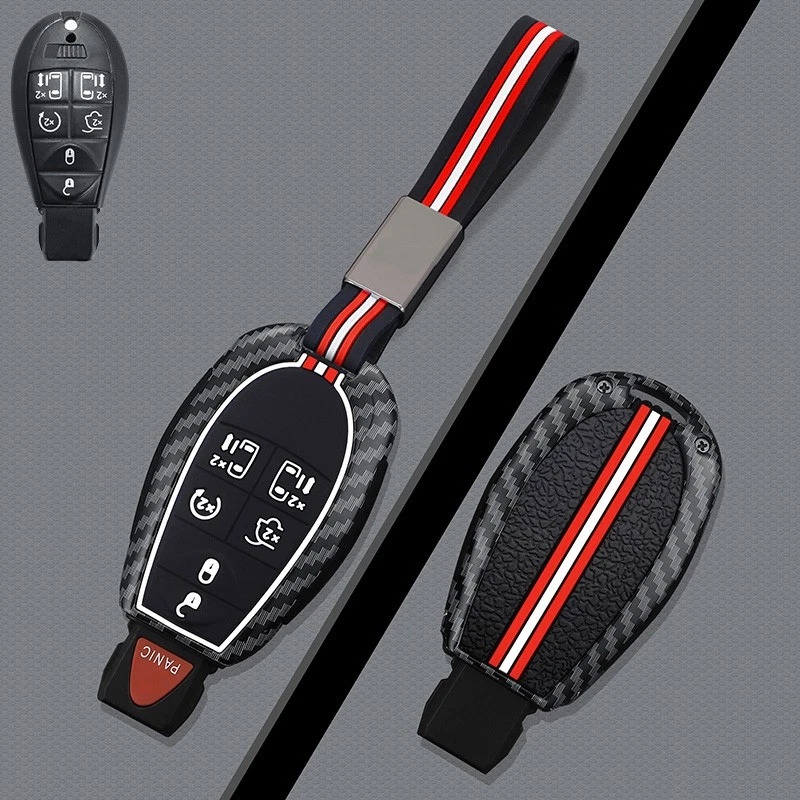 For Jeep For Chrysler For Dodge Caravan Zinc Alloy Silicone Car Key Case Cover Foto 4 de 4