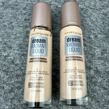 2ct Maybelline Dream Radiant Liquid Foundation 30 IVOR BEIGE 1 oz Retired READ!
