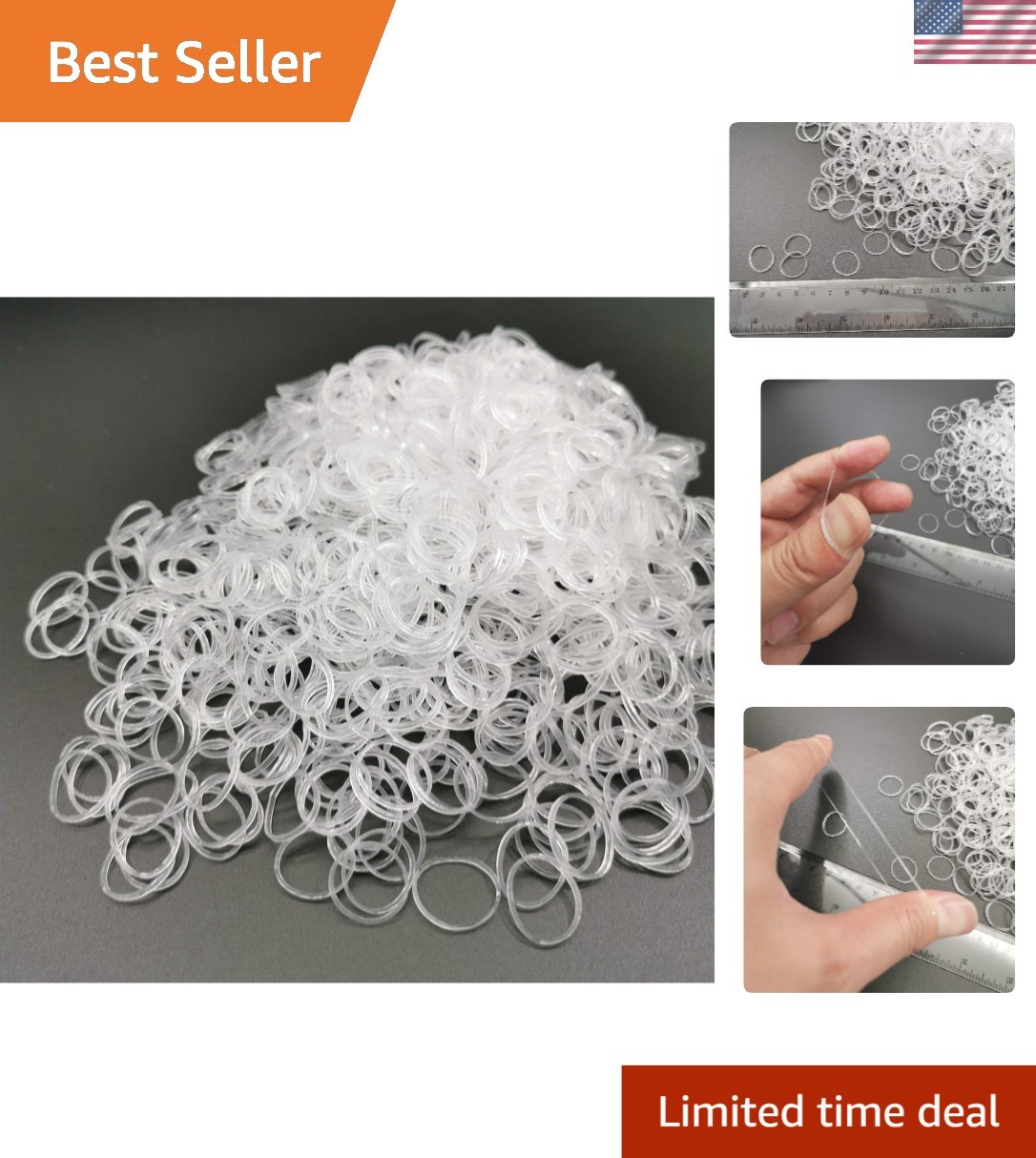 Versatile Mini Clear Rubber Bands 1000 Pcs - Gentle Strong Hair Hold