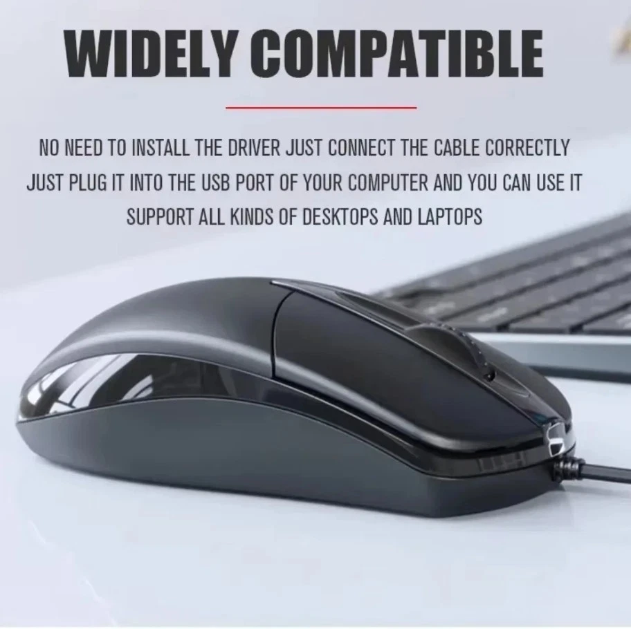 USB 2.0 Optical Wired Scroll Wheel Mouse PC Laptop Notebook Desktop Black Mice - Image 2 of 4