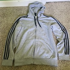 Adidas Track Jacket Hoodie Mens Size M Grey Zipper