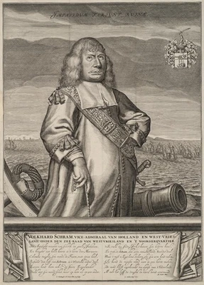 J. VEENHUYSEN (*), Porträt des Admirals Volckert Schram, KSt. Barock 1650-1699 - Bild 1 von 4