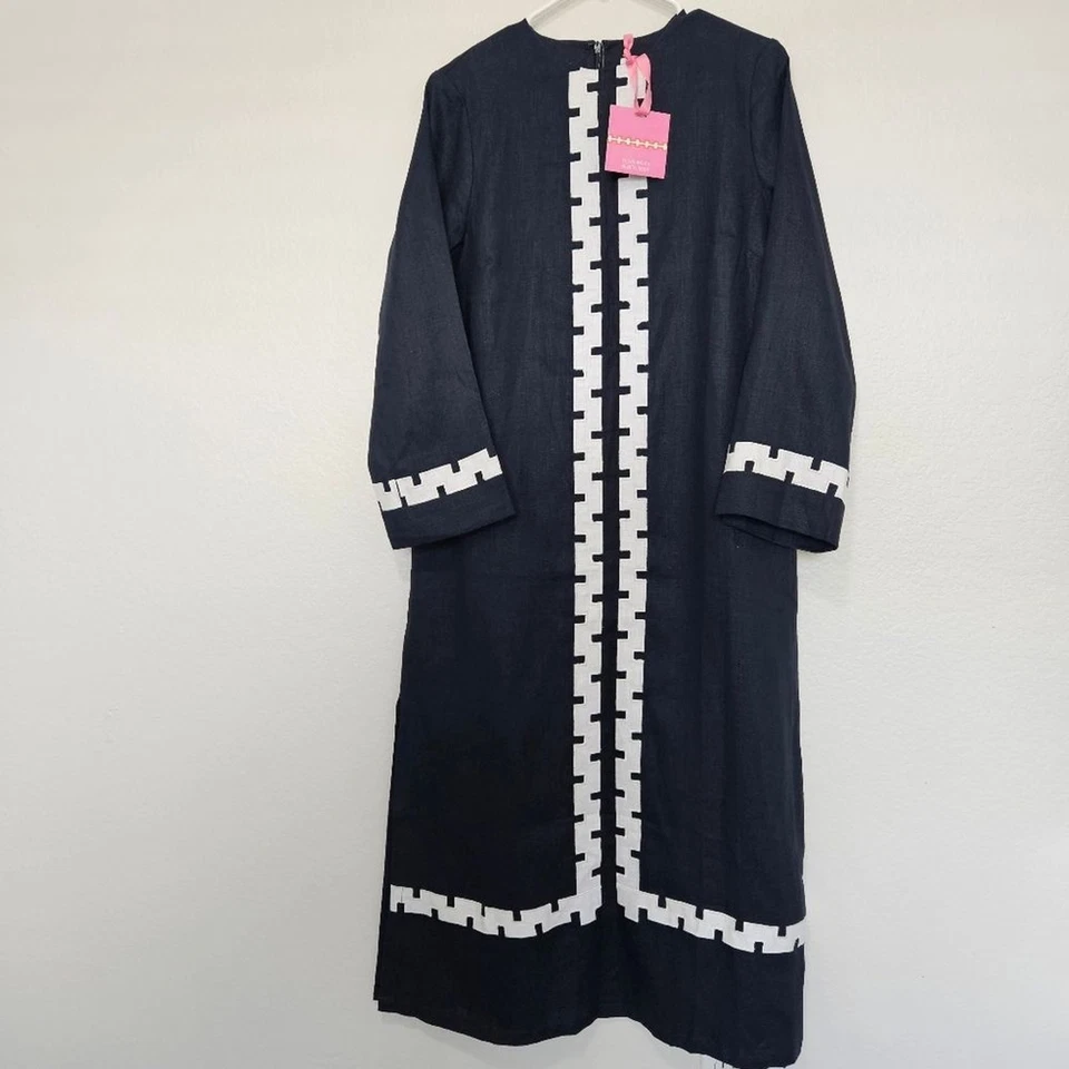 NWT Tuckernuck Atlantic-Pacific Embroidered Hartman Maxi Midi Dress Blue Medium - Image 3 of 4