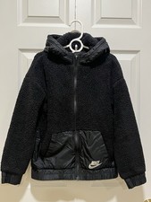 Nike Jacket, Girls, Black Sherpa, Full Zip Hoodie, Size M