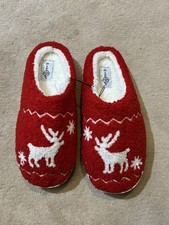 NEW, LADIES SHERPA REINDEER HOUSE SLIPPERS, SIZE 10