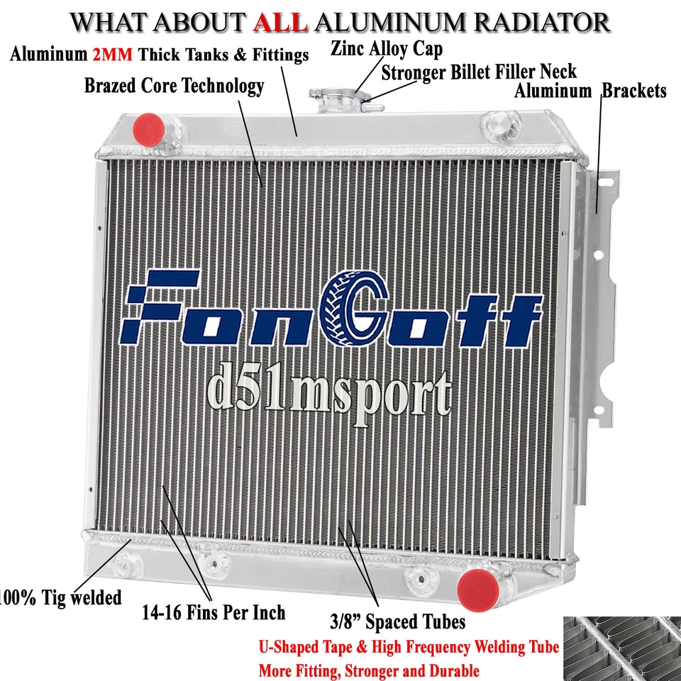 3 Row Aluminum Radiator For 1968-1972 Dodge Charger /1970-73 Plymouth Barracuda - Image 2 of 4