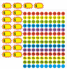 1560 Pcs Removable Garage Sale Price Stickers, 1400pcs 3/4" Yard Sale Price S...