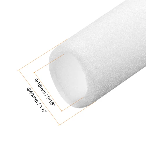 2pcs Pipe Insulation Foam Tube Split Pipe Lagging 15mm ID 40mm OD 3ft, White - Picture 3 of 7