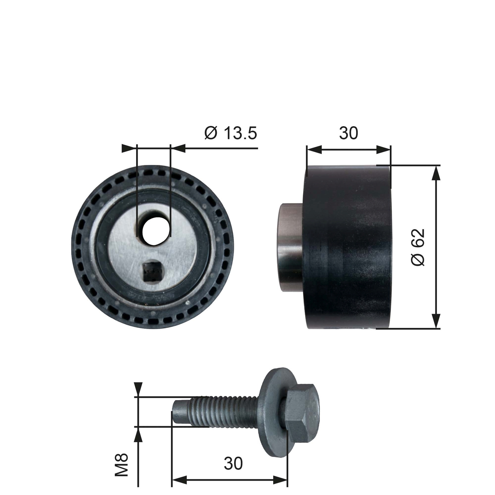 GATES T41282 Tensioner Pulley, timing belt for CITROËN,FIAT,LANCIA,PEUGEOT