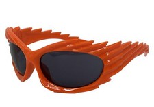 Cat Eye Sunglasses Flat Lens Vintage Retro Orange Plastic Frames w/ Black Lenses