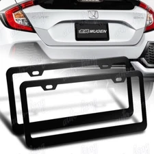 2 x Black Aluminum Alloy Car License Plate Frame Cover Front Or Rear US Size