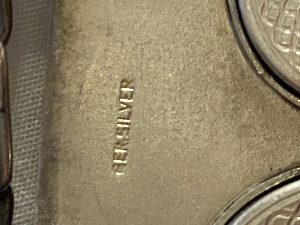 Vintage Silver Metal Coin Purse Compact Wallet Mirror Chain Antique 1900's - Image 4 of 4