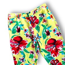 LAUREN Ralph Lauren Womens Linen Pants Plus Sz 18 W Yellow Tropical Floral Ankle