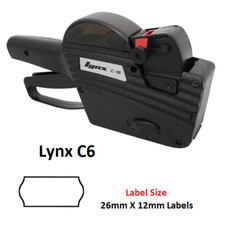 Lynx C6 CT4 Pricing Price Hand Label Gun 6,000 Labels +1 Ink Roller 26mm x 12mm